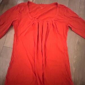 Banana Republic Red Pleated 3/4 Sleeve Blouse
